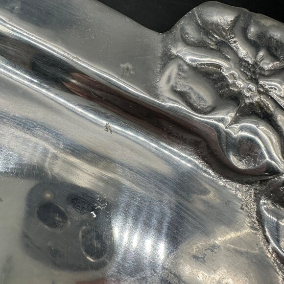 Vintage Floral Tray Vanity Serving Mexico Aluminum Handles Rectangle Flowers - Picture 6 of 8